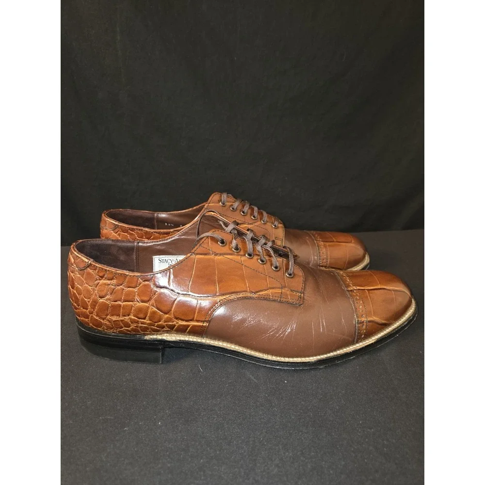 Stacy Adam's‎ Madison Croc Lace Up Embossed Shoes Men's Size 10.5D